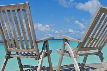 Image showing tropical beach chairs