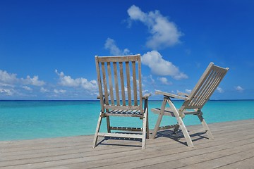 Image showing tropical beach chairs