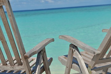 Image showing tropical beach chairs