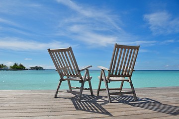 Image showing tropical beach chairs