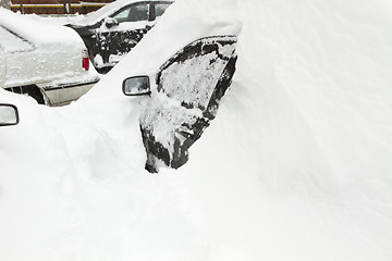 Image showing Cars Covered with Snow