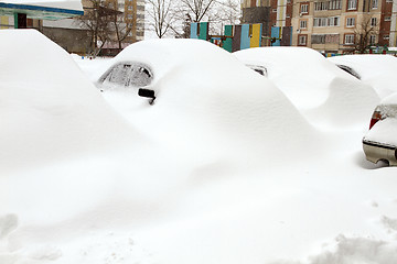 Image showing Cars Covered with Snow