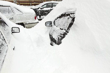 Image showing Cars Covered with Snow