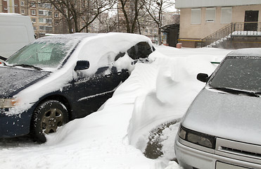 Image showing Cars Covered with Snow