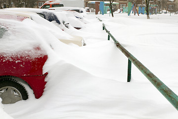 Image showing Cars Covered with Snow