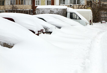 Image showing Cars Covered with Snow