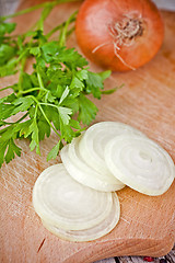 Image showing fresh onions and parsley 