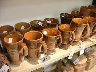 Image showing shelf of ceramical mugs