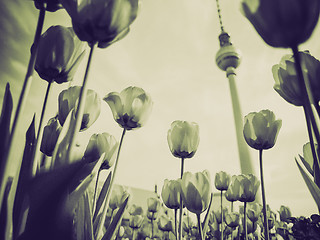 Image showing Vintage sepia TV Tower, Berlin