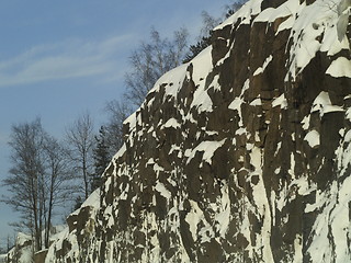 Image showing Winter -rock wall