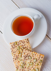 Image showing Tea and biscuits