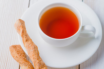 Image showing Tea and biscuits