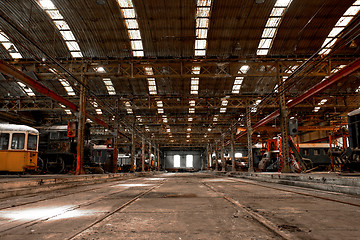 Image showing Large industrial hall of a repair station