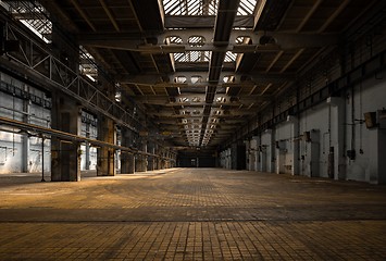 Image showing Large industrial hall of a repair station