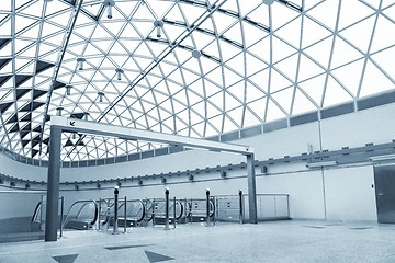 Image showing Moving escalator in the business center