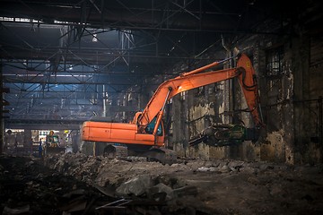 Image showing Industrial interior with bulldozer inside