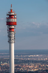 Image showing Large Communication tower against sky