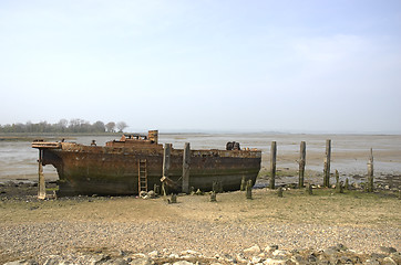 Image showing Abandoned river barge