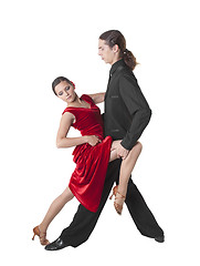 Image showing Young couple dancing tango