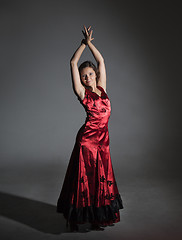 Image showing Young woman dancing flamenco