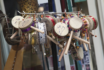 Image showing Souvenir drums in Istanbul shop