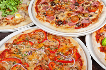 Image showing pizza with ham and mushrooms