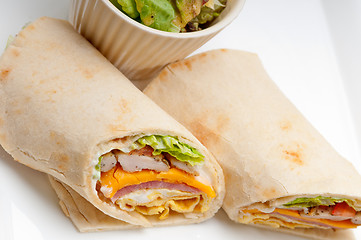 Image showing club sandwich pita bread roll