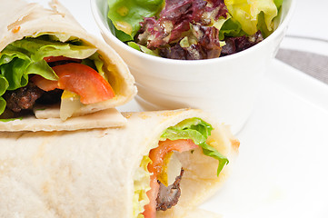 Image showing kafta shawarma chicken pita wrap roll sandwich