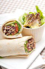 Image showing kafta shawarma chicken pita wrap roll sandwich