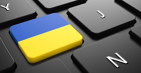 Image showing Ukraine - Flag on Button of Black Keyboard.