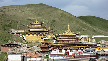 Image showing Golden roof of Langmusi temple , sichuan