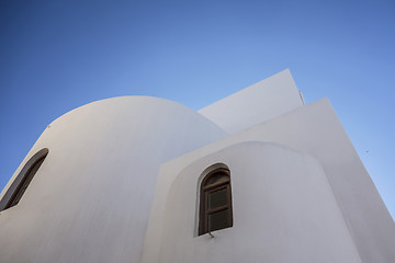 Image showing  White church and blue sky, Santorini