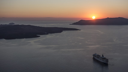 Image showing Beautiful sunset in Fira, Santorini