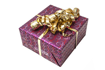 Image showing Gift Box with Gold Ribbon Bow