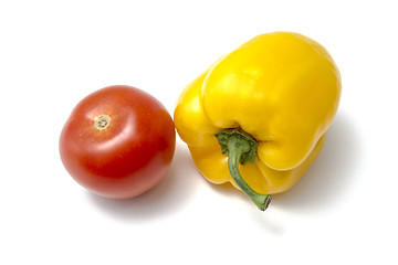 Image showing Red tamato and yellow pepper
