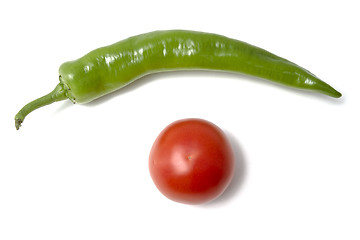 Image showing Red tamato and green pepper