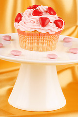 Image showing Valentine's day cupcake on a cake stand