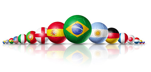 Image showing Brazil 2014, soccer football balls group with teams flags