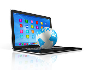 Image showing Laptop Computer and World Globe