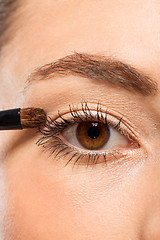 Image showing doing the makeup brown eyeshadow on beautiful eyes