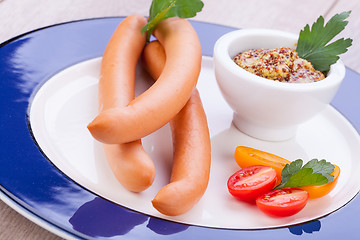 Image showing tasty traditional pork sausages frankfurter snack food