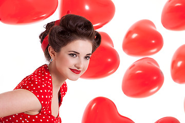 Image showing Beautiful retro woman celebrating Valentines