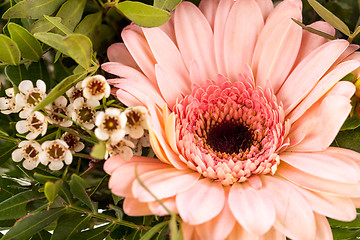 Image showing Bouquet of fresh pink and white flowers