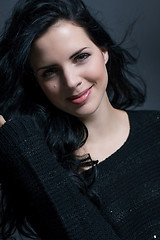 Image showing Dark moody portrait of a brunette beauty