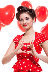 Image showing Beautiful retro woman celebrating Valentines