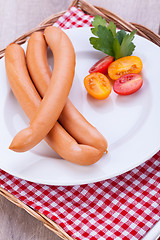 Image showing tasty traditional pork sausages frankfurter snack food