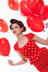 Image showing Beautiful retro woman celebrating Valentines