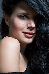 Image showing Dark moody portrait of a brunette beauty