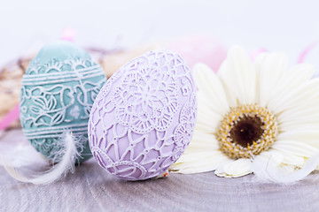 Image showing beautiful easter egg decoration colorfull eggs seasonal pastel 