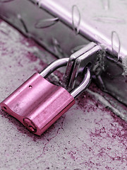 Image showing A padlock on an iron door